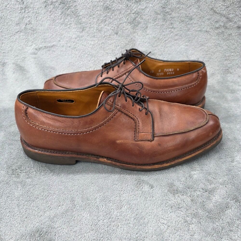Allen Edmonds Stockbridge Shoes Mens 12 C Brown Leather Oxford Split Toe USA